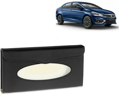 Selifaur Car Sun Visor Tissue Box Holder PU Leather Paper Napkin Organizer Ciaz 2018 Vehicle Tissue Dispenser(Beige)