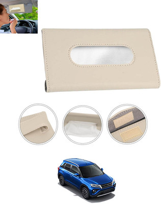 MSNP Universal Leatherite Rectangle Beige Tissue Box For Car/office/Home-285 Vehicle Tissue Dispenser(Beige)