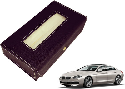 MOCKHE Basic-Black Tissue Box Leatherette-2 Vehicle Tissue Dispenser(Black)