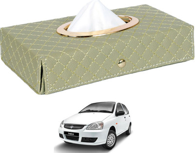MOCKHE Cross-Beige Tissue Box Leatherette-472 Vehicle Tissue Dispenser(Beige)