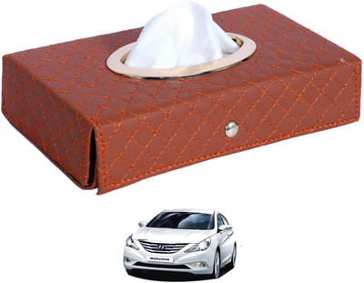 MOCKHE Cross-Tan Tissue Box Leatherette-312 Vehicle Tissue Dispenser(Grey)