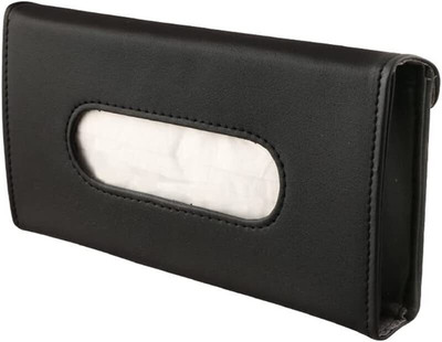 CARTMAN Leather Car Tissue Box Tissue Holder Fits Most Cars Vehicle Tissue Dispenser(Black)