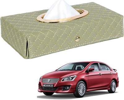 MOCKHE Cross-Beige Tissue Box Leatherette-406 Vehicle Tissue Dispenser(Beige)