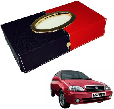 MOCKHE Chrom-Black-Red Tisue Box Leatherete-453 Vehicle Tissue Dispenser(Black, Red)