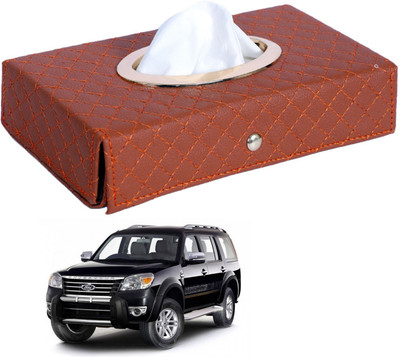 MOCKHE Cross-Tan Tissue Box Leatherette-197 Vehicle Tissue Dispenser(Grey)