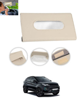 CCMM Universal Leatherite Beige Rectangle Tissue Paper Box/Dispencer For Car-192 Vehicle Tissue Dispenser(Beige)
