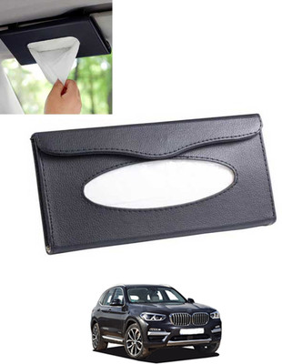 MSNP Universal Leatherite Rectangle Black Tissue Box For Car/office/Home-310 Vehicle Tissue Dispenser(Black)