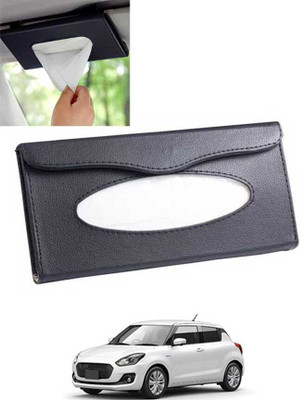 CCMM Universal Leatherite Black Rectangle Tissue Paper Box/Dispencer For Car-258 Vehicle Tissue Dispenser(Black)