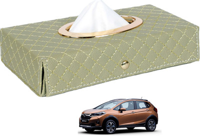 MOCKHE Cross-Beige Tissue Box Leatherette-589 Vehicle Tissue Dispenser(Beige)