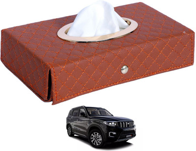 MOCKHE Cross-Tan Tissue Box Leatherette-305 Vehicle Tissue Dispenser(Grey)