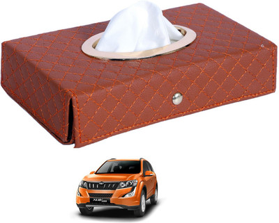 MOCKHE Cross-Tan Tissue Box Leatherette-357 Vehicle Tissue Dispenser(Grey)