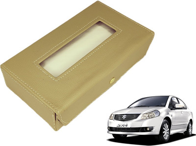 MOCKHE Basic-Beige Tissue Box Leatherette-409 Vehicle Tissue Dispenser(Beige)
