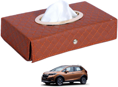 MOCKHE Cross-Tan Tissue Box Leatherette-355 Vehicle Tissue Dispenser(Grey)