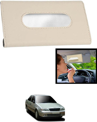 MATIES Universal Leatherite Rectangle Beige Tissue Box For Car/office/Home-96 Vehicle Tissue Dispenser(Beige)