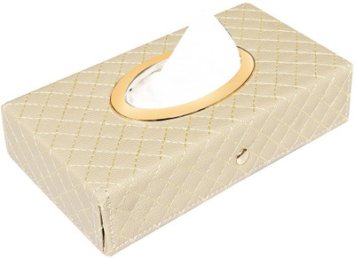 Auto Hub Beige-Tissue Box Leatherette Vehicle Tissue Dispenser(Beige, Beige)