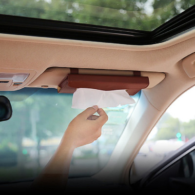 TANTRA Car Visor Tissue Holder, PU Leather, Mask Holder Vehicle Tissue Dispenser Vehicle Tissue Dispenser(Brown)