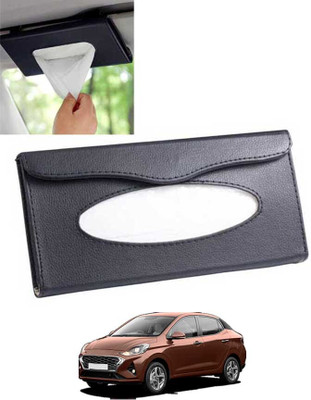 ABJD Leatherite Universal Black Rectangle Tissue Holder For Office,Home,Car-26 Vehicle Tissue Dispenser(Black)