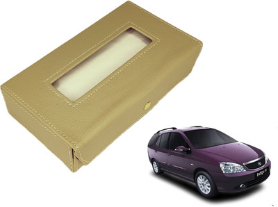 MOCKHE Basic-Beige Tissue Box Leatherette-338 Vehicle Tissue Dispenser(Beige)