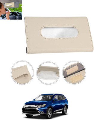 MSNP Universal Leatherite Rectangle Beige Tissue Box For Car/office/Home-201 Vehicle Tissue Dispenser(Beige)
