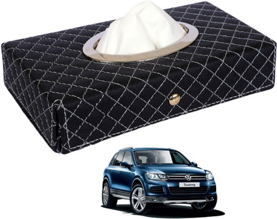 MOCKHE Cross-Black Tissue Box Leatherette-107 Vehicle Tissue Dispenser(Black)