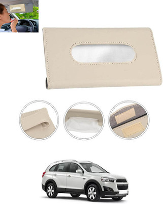 CCMM Universal Leatherite Beige Rectangle Tissue Paper Box/Dispencer For Car-48 Vehicle Tissue Dispenser(Beige)