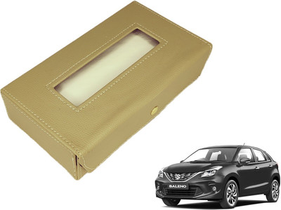 MOCKHE Basic-Beige Tissue Box Leatherette-268 Vehicle Tissue Dispenser(Beige)