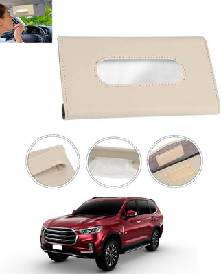 CCMM Universal Leatherite Beige Rectangle Tissue Paper Box/Dispencer For Car-117 Vehicle Tissue Dispenser(Beige)