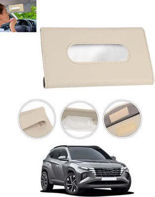 MSNP Universal Leatherite Rectangle Beige Tissue Box For Car/office/Home-281 Vehicle Tissue Dispenser(Beige)