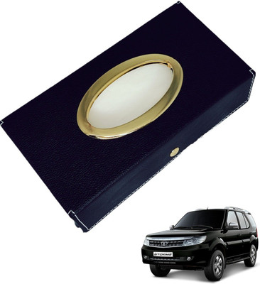 MOCKHE Chrom-Black Tisue Box Leatherete-518 Vehicle Tissue Dispenser(Black)
