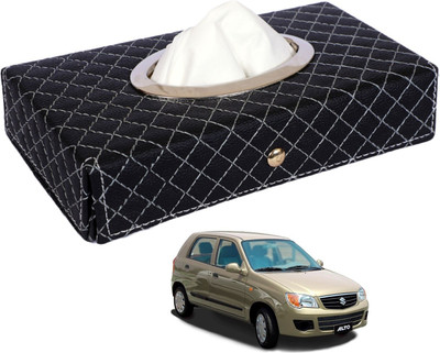 MOCKHE Cross-Black Tissue Box Leatherette-476 Vehicle Tissue Dispenser(Black)