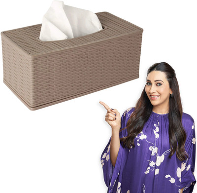 HOKiPO Plastic Tissue Paper Napkin Dispenser Box Holder (BR-AR1095), Vehicle Tissue Dispenser(Brown)