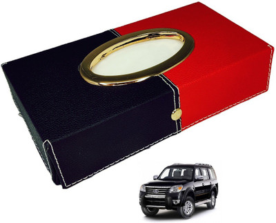 MOCKHE Chrom-Black-Red Tisue Box Leatherete-450 Vehicle Tissue Dispenser(Black, Red)