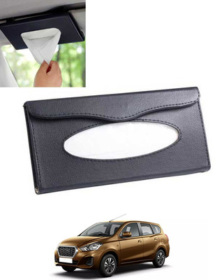 MSNP Universal Leatherite Rectangle Black Tissue Box For Car/office/Home-118 Vehicle Tissue Dispenser(Black)