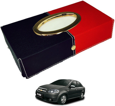 MOCKHE Chrom-Black-Red Tisue Box Leatherete-17 Vehicle Tissue Dispenser(Black, Red)