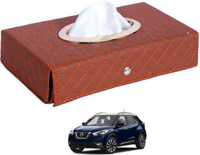 MOCKHE Cross-Tan Tissue Box Leatherette-250 Vehicle Tissue Dispenser(Grey)