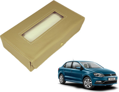 MOCKHE Basic-Beige Tissue Box Leatherette-462 Vehicle Tissue Dispenser(Beige)