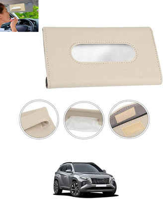 CCMM Universal Leatherite Beige Rectangle Tissue Paper Box/Dispencer For Car-281 Vehicle Tissue Dispenser(Beige)