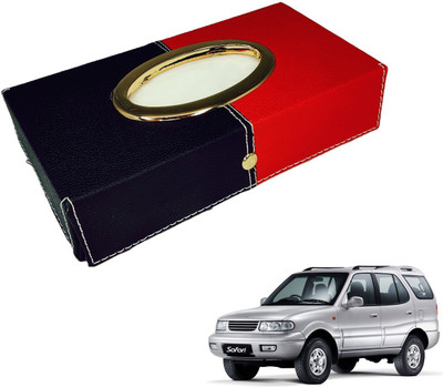 MOCKHE Chrom-Black-Red Tisue Box Leatherete-372 Vehicle Tissue Dispenser(Black, Red)