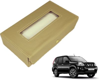 MOCKHE Basic-Beige Tissue Box Leatherette-443 Vehicle Tissue Dispenser(Beige)