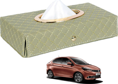 MOCKHE Cross-Beige Tissue Box Leatherette-571 Vehicle Tissue Dispenser(Beige)