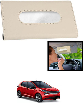 MATIES Universal Leatherite Rectangle Beige Tissue Box For Car/office/Home-16 Vehicle Tissue Dispenser(Beige)
