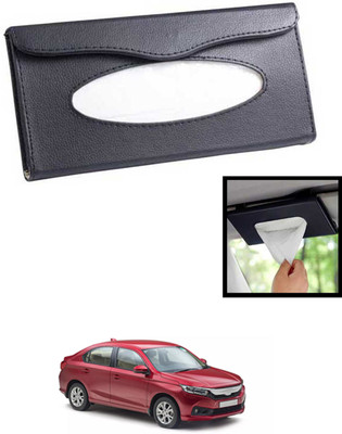 MATIES Universal Lightweight/Waterproof Leatherite Rectangle Black Tissue For Car-19 Vehicle Tissue Dispenser(Black)