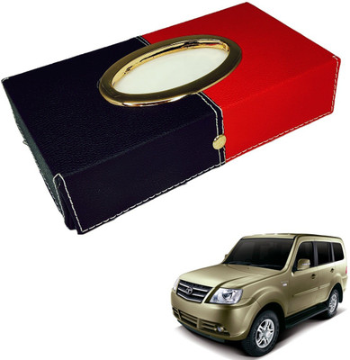 MOCKHE Chrom-Black-Red Tisue Box Leatherete-590 Vehicle Tissue Dispenser(Black, Red)