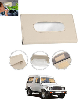 MSNP Universal Leatherite Rectangle Beige Tissue Box For Car/office/Home-131 Vehicle Tissue Dispenser(Beige)