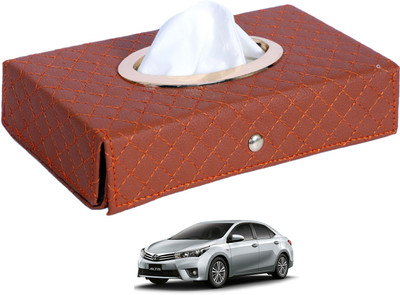 MOCKHE Cross-Tan Tissue Box Leatherette-141 Vehicle Tissue Dispenser(Grey)
