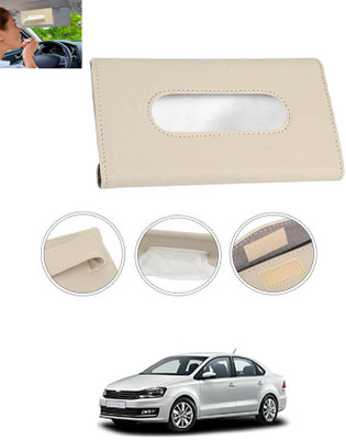 CCMM Universal Leatherite Beige Rectangle Tissue Paper Box/Dispencer For Car-288 Vehicle Tissue Dispenser(Beige)