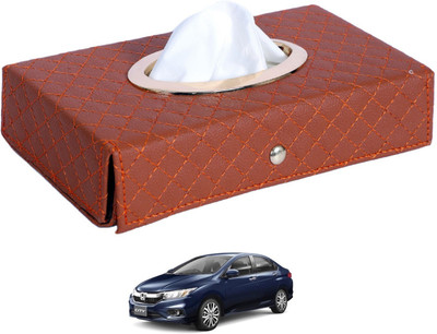 MOCKHE Cross-Tan Tissue Box Leatherette-178 Vehicle Tissue Dispenser(Grey)