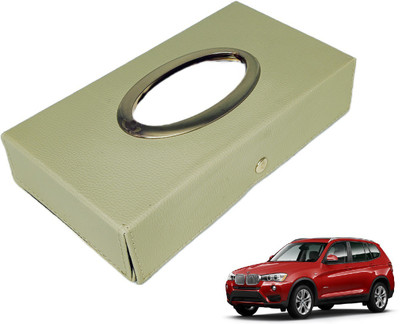 MOCKHE Chrom-Beige Tisue Box Leatherete-847 Vehicle Tissue Dispenser(Beige)