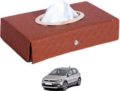 MOCKHE Cross-Tan Tissue Box Leatherette-285 Vehicle Tissue Dispenser(Grey)