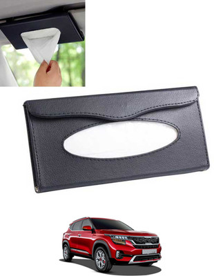 MSNP Universal Leatherite Rectangle Black Tissue Box For Car/office/Home-241 Vehicle Tissue Dispenser(Black)